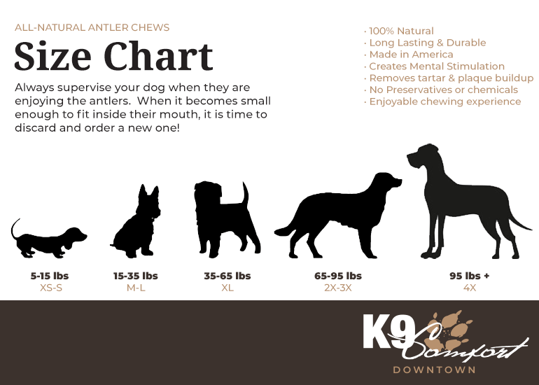 Small Partial Split Antler Dog Chew - K9 Comfort Downtown 